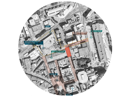 Google map image of the proposed Harris Quarter Illuminate and Integrate scheme