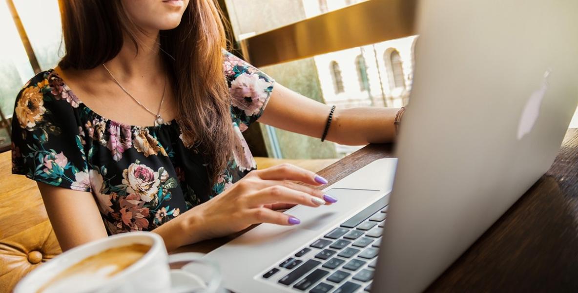 Woman working on laptop