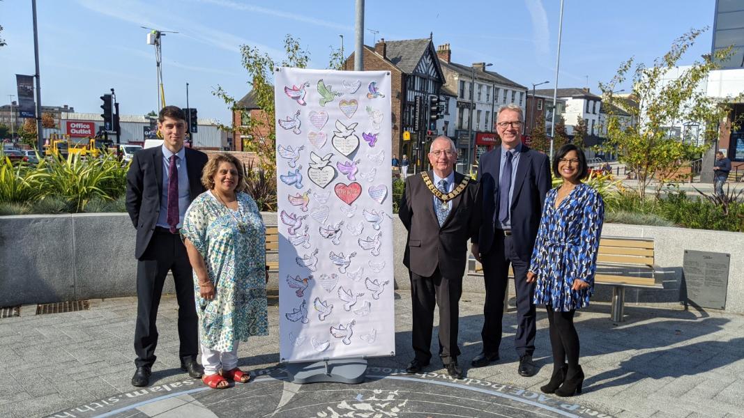 Local dignitaries at the new-look Peace Garden to mark the official completion of a £14.7m scheme to transform Preston city centre.