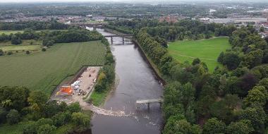 Aerial view of tram bridge